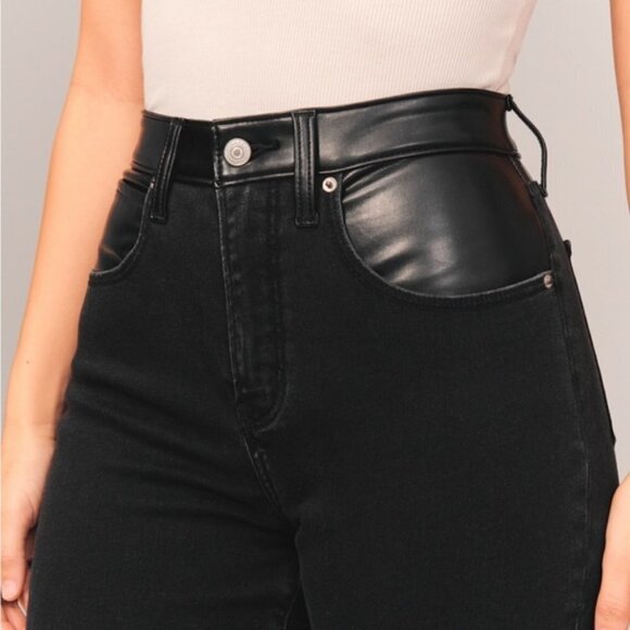 Abercrombie & Fitch | Curve Love Super Skinny Ankle High Rise Jeans Leather Trim - Picture 3 of 13